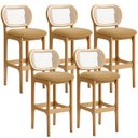 Ver imagem 1 de Kit 05 Banquetas Altas Para Cozinha Bancada Sala Tela Betta Fixa L02 Bouclê Mostarda - Lyam Lyam Dec