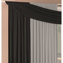 Cortina Para Quarto De Casal Moderna Clean 3,00 m x 2,50 m Malha Em Gel Para Varão - Preto / Cinza - 3