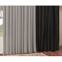 Cortina Para Quarto De Casal Moderna Clean 3,00 m x 2,50 m Malha Em Gel Para Varão - Preto / Cinza - 4