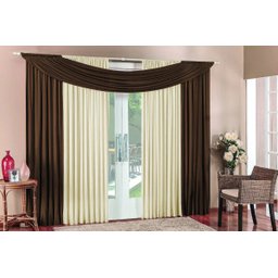 Cortina Para Quarto Meia Parede Moderna 4,00 x 2,50 Metros Malha Em Gel Para Varão - Tabaco / - 1