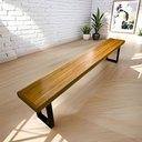 Ver imagem 1 de Banco Estilo Industria Tampo Madeira Maciça 180x30x45cm:marrom