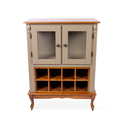 Ver imagem 3 de Adega de Madeira 2 Portas com Suporte para Taças - Amêndoa com Tampo Base e Colméia Imbuia Glazer