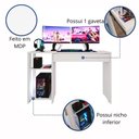 Ver imagem 4 de Mesa para Pc Gamer e Escritório Smart com Gaveta e Corrediças Telescópicas em MDP Branco