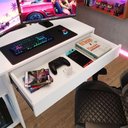 Ver imagem 3 de Mesa para Pc Gamer e Escritório Smart com Gaveta e Corrediças Telescópicas em MDP Branco
