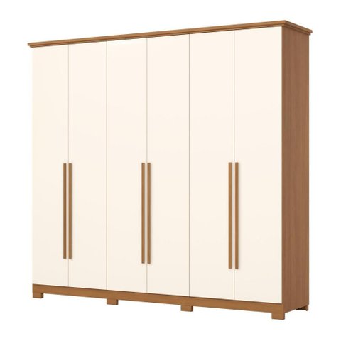 Guarda Roupa 6 Portas 6 Gavetas Leblon D327 Cinamomo Off White - Henn