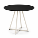 Ver imagem 2 de Mesa de Sala e Jantar Paris Modelo Industrial Moderno Tampo Redondo Preto com Base de Ferro Branco