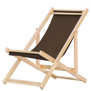 Espreguiçadeira Preguiçosa Dobrável sem Braço em Madeira Maciça - Marrom