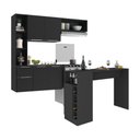 Ver imagem 1 de Armário de Cozinha com Bancada Americana/mesa Gourmet Sofia Multimóveis Mp2195 Preto