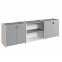 Ver imagem 2 de Armário para Escritório 240cm com 4 Portas Nicho e Tampo Embutido Corporate Cinza/Sagrado/Branco