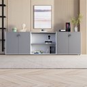 Ver imagem 5 de Armário para Escritório 240cm com 4 Portas Nicho e Tampo Embutido Corporate Cinza/Sagrado/Branco