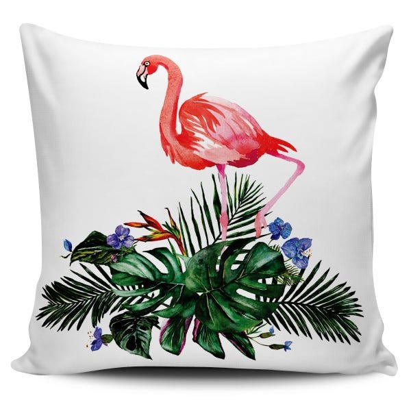 Kit 4 Capas Almofadas Tropical Flamingo Rosa 45x45cm - 4