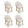 Kit 04 Cadeiras Jantar Bela Linho Pés Palito Castanho - Pallazio Bege - 1