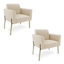 Ver imagem 1 de Poltrona Pé de Ferro Dourado Decorativa Kit 2 Marisa Suede Bege D03 - D'Rossi