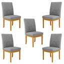 Ver imagem 1 de Kit 5 Cadeiras de Sala de Jantar Estofadas Gomes Madeira Maciça Linho Cinza G78 - Gran Belo Cadeira