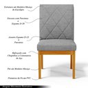 Ver imagem 3 de Kit 5 Cadeiras de Sala de Jantar Estofadas Gomes Madeira Maciça Linho Cinza G78 - Gran Belo Cadeira