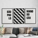 Ver imagem 1 de Kit 3 Quadros São Paulo Mano Do Céu 45x34cm - com vidro:Madeira preta