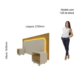Cabeceira Box Casal/quenn/king com 2 Mesas de Cabeceira com Led Innova - Gelius Móveis Nature / Off - 5