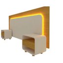 Ver imagem 1 de Cabeceira Box Casal/quenn/king com 2 Mesas de Cabeceira com Led Innova - Gelius Móveis Nature / Off