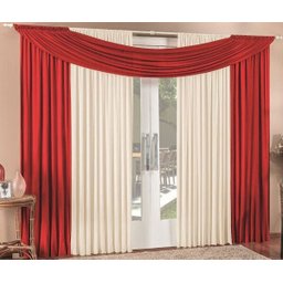 Cortina Para Janela Hotel Moderna Clean Luxo 2,00 Malha Em Gel Para Varão - Vermelho / Palha - 2