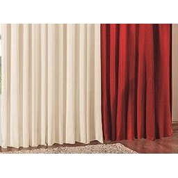 Cortina Para Janela Hotel Moderna Clean Luxo 2,00 Malha Em Gel Para Varão - Vermelho / Palha - 4