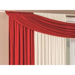 Cortina Para Janela Hotel Moderna Clean Luxo 2,00 Malha Em Gel Para Varão - Vermelho / Palha - 3