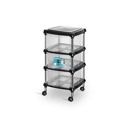 Gaveteiro Transparente e Preto 3 Gavetas com Rodízio (pr+na) Niquelart - 1