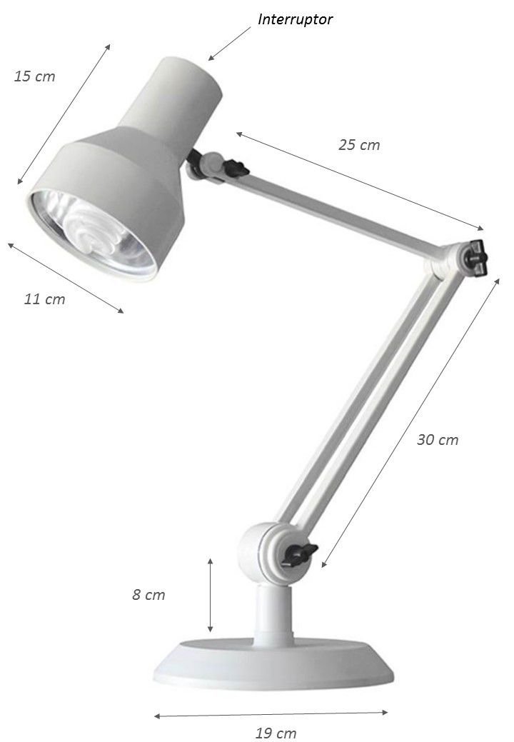 Luminária de Mesa com Braço Articulável Ilutec Ref. 391 - Branco - 2