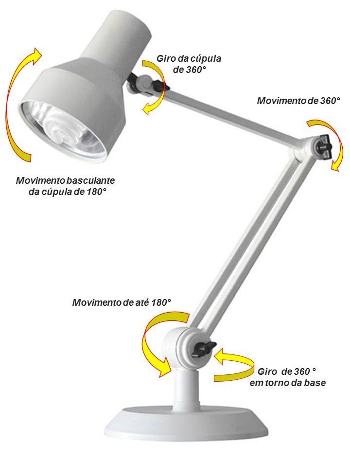 Luminária de Mesa com Braço Articulável Ilutec Ref. 391 - Branco - 3