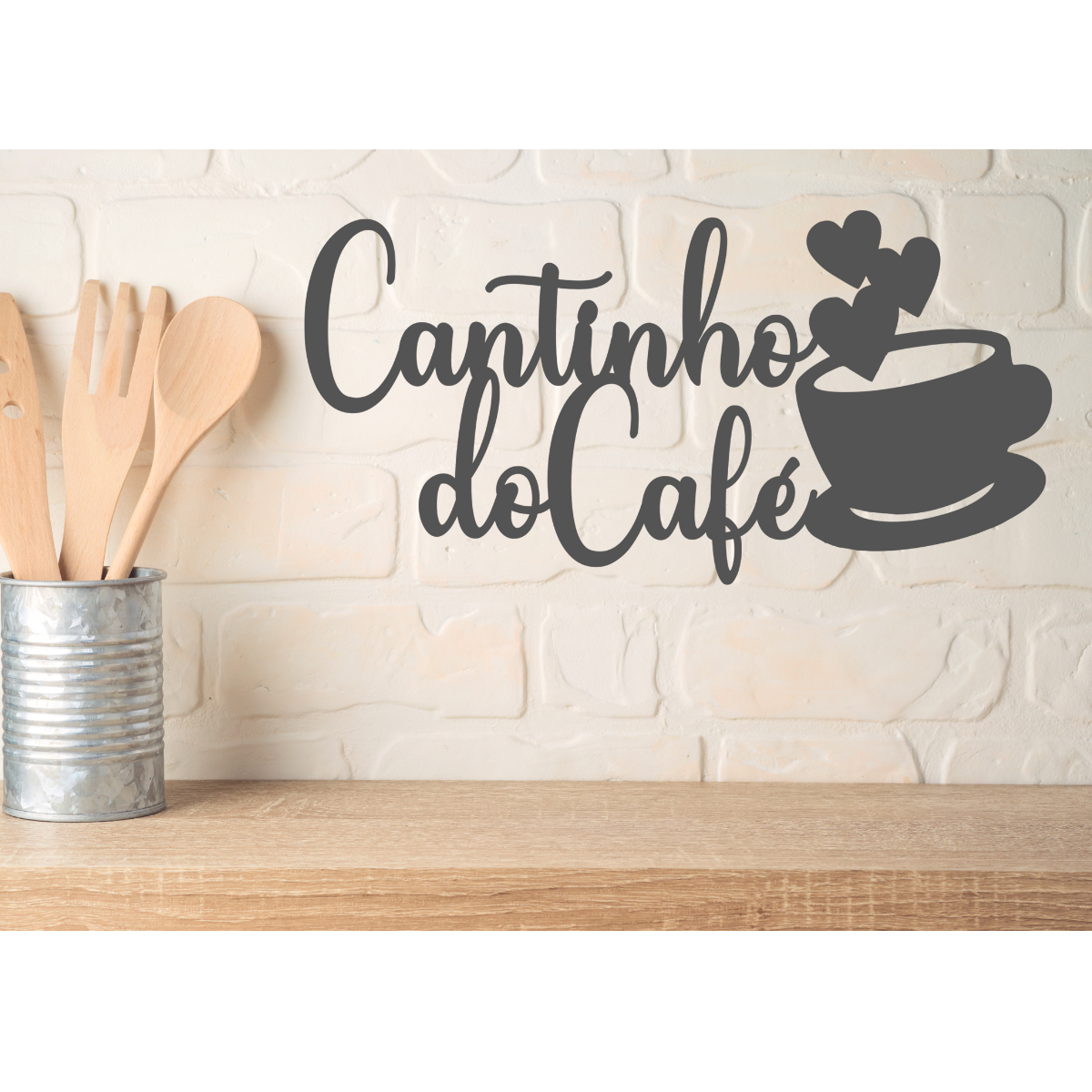 Cantinho do Cafe - Xícara - Decorativo - MDF - Preto - Plaquinha Buffet cozinha - 15x30cm - 3