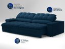 Ver imagem 5 de Sofá com Porta Copos e Carregador Usb Ret Rec Luke 2,10m Veludocristal Azul Marinho - Netsofas