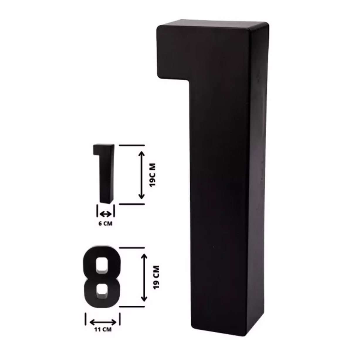 Números e Letras Residenciais / Comerciais Preto 3D 19cm:B - 3