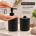 Ver imagem 5 de Kit Banheiro 2 Peças Cerâmica Diamond Preto Dispenser e Pote com Tampa