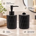 Ver imagem 4 de Kit Banheiro 2 Peças Cerâmica Diamond Preto Dispenser e Pote com Tampa
