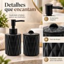 Ver mais imagens de Kit Banheiro 2 Peças Cerâmica Diamond Preto Dispenser e Pote com Tampa