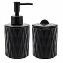 Ver imagem 1 de Kit Banheiro 2 Peças Cerâmica Diamond Preto Dispenser e Pote com Tampa