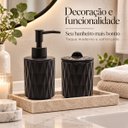 Ver imagem 6 de Kit Banheiro 2 Peças Cerâmica Diamond Preto Dispenser e Pote com Tampa