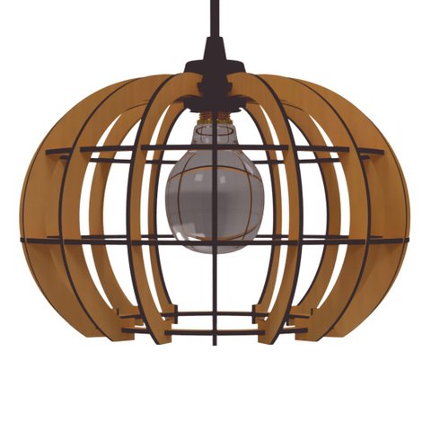 Luminária Teto tipo Pendente MAGNÉTICA MDF - Completa - Cor: Marrom