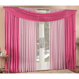 Cortina Para Janela Hotel Moderna Clean Luxo 3,00 Malha Em Gel Para Varão - Pink / Rosa - 1