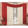Cortina Para Janela Hotel Moderna Clean Luxo 4,00 Malha Em Gel Para Varão - Vermelho / Palha - 2