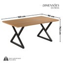 Ver imagem 3 de Mesa para Sala de Jantar Retangular 160x90cm MDF Império Marrom/Preto Fosco/Proa