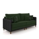 Ver imagem 1 de Sofá 3 Lugares Living 212cm Pé Madeira Valença Pto/veludo Verde K01 - D'Rossi