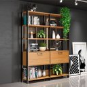 Ver imagem 1 de Kit 2 Estantes com Porta Basculante 73x185cm Freijó Preto Fosco Pradel