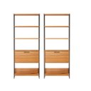 Ver imagem 2 de Kit 2 Estantes com Porta Basculante 73x185cm Freijó Preto Fosco Pradel