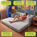 Ver imagem 4 de Sofá Cama Cotton 1,50m Xpand Tech Tecido Velourê Cinza Claro Cama Inbox