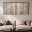 Ver imagem 1 de Quadro Decorativo Árvore de Ouro Das Flores Brancas Moldura Premium:Moldura Freijo/90x90 com Vidro a