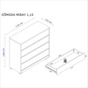 Ver imagem 4 de Cômoda 4 Gavetas 100% Mdf Miray Freijó com Off White - Robel