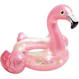 Boia Inflável Flamingo Rosa com Glitter - Boia Flamingo Brilhante boia das blogueiras 71cm X 89cm - 1