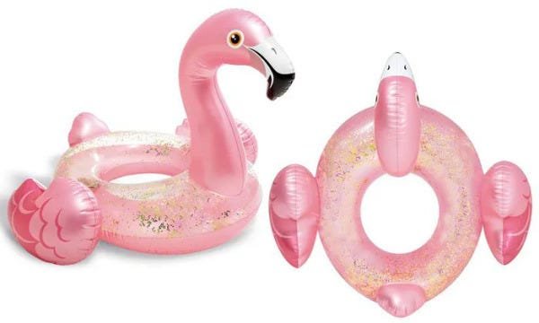 Boia Inflável Flamingo Rosa com Glitter - Boia Flamingo Brilhante boia das blogueiras 71cm X 89cm - 4