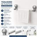 Ver imagem 5 de Suporte Toalheiro de Parede com Ventosas Ajustável Plástico ABS Cromado Banheiro Cozinha Utimix