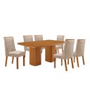 Ver imagem 1 de Mesa de Jantar Eloise Yasmin 180 cm Tampo MDF Canto Copo Laminado com 6 Cadeiras Moderna Mobília